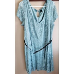Torrid Teal Lace Midi Dress with Belt